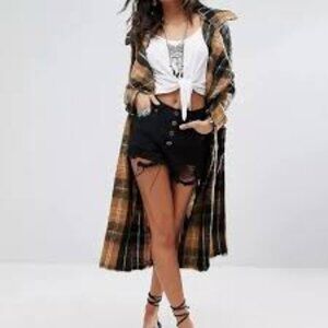 ✨️NWOT! Free People Anaheim Brown And Black Double Breasted Duster Coat!